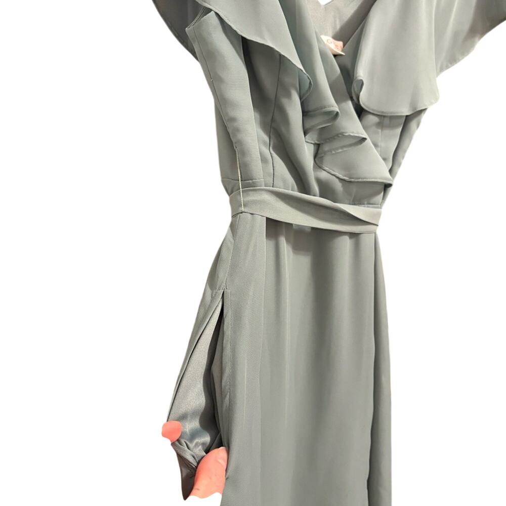 Birdy Grey Sage Green Ruffle Wrap Maxi Dress - Picture 8 of 11